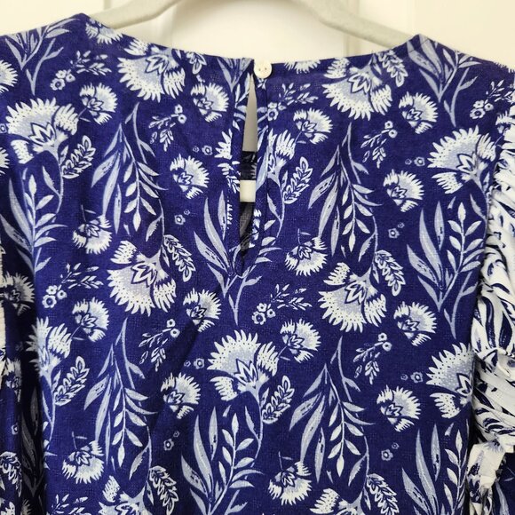 Boho Floral Peplum Top Ruffled Cottage Core Blue Prairie Feminine Romantic XS - Picture 3 of 12